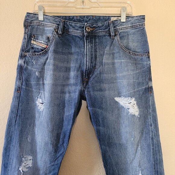 Diesel Mens Krayver Slim Carrot Jeans 31x30 Blue Regular Denim Distressed - Picture 2 of 10